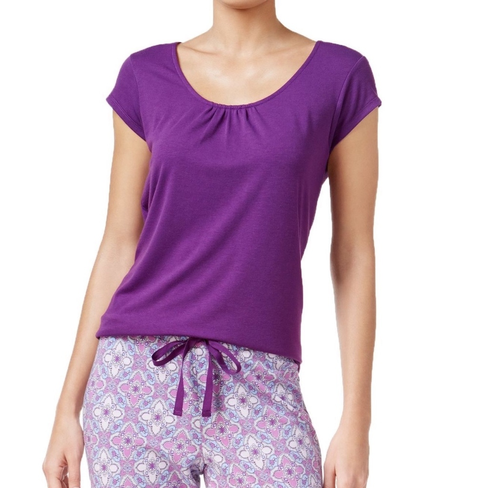 Alfani Lace-Trimmed Keyhole Back Casual Top NEW